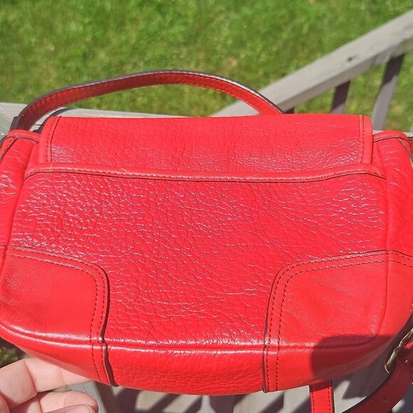 Coach RedβLeather Crossbody Bag F31664 Buckle Flap Style - Picture 5 of 7